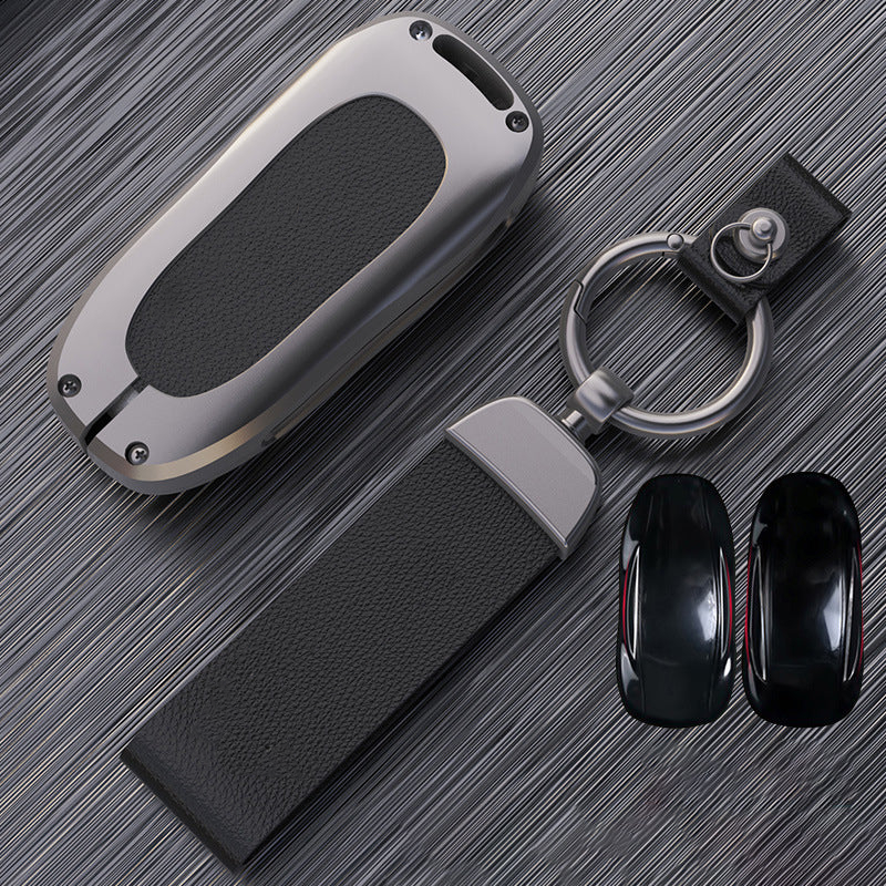 Tesla Model X Key Fob Cover - Aluminum Alloy Protective Case（WIth Logo） Model X Black