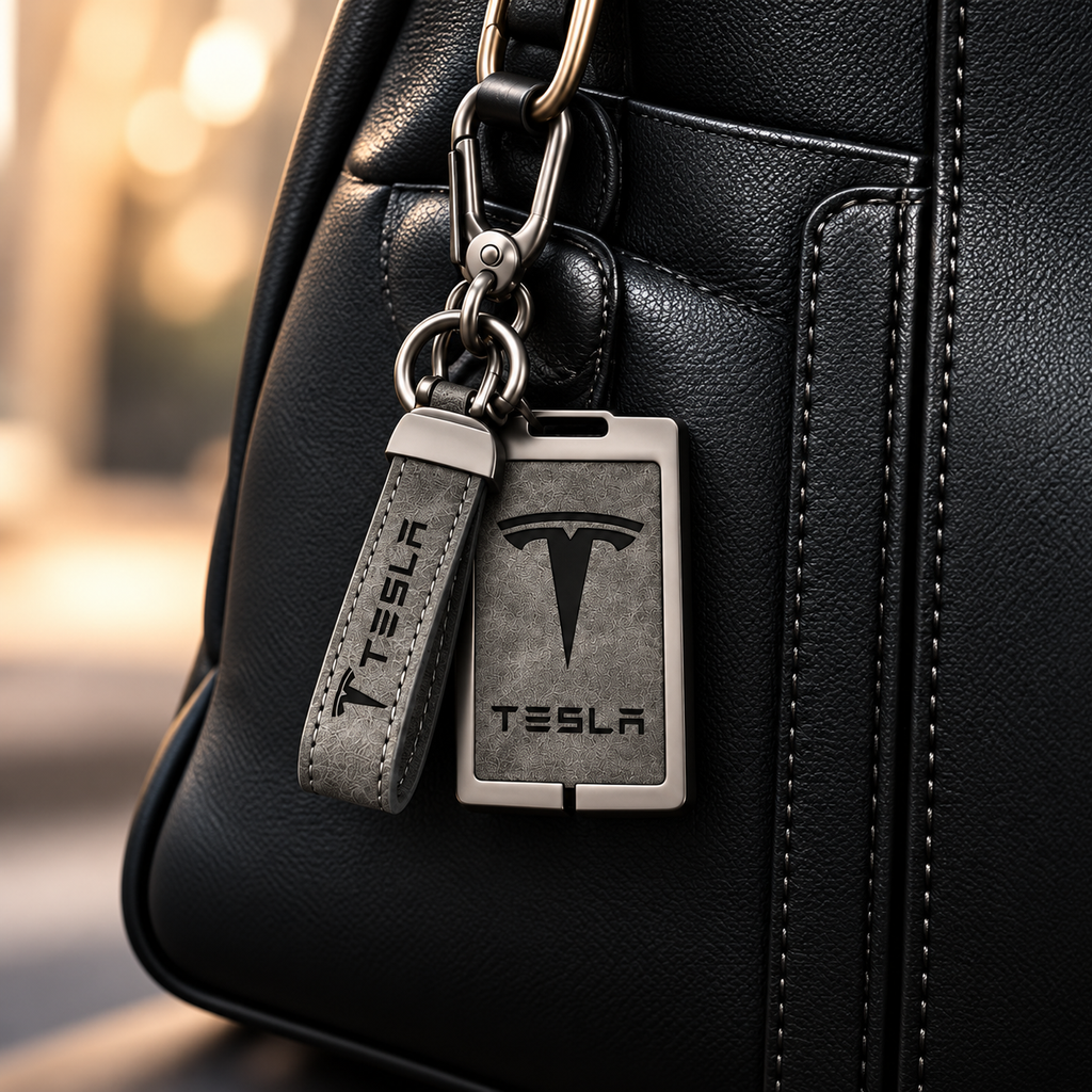 Key Card Holder for All Tesla Models - Zinc Alloy Full Protection with Keychain