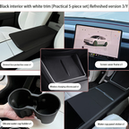 Steering Wheel Trim Cover for Tesla Model 3 Highland Model Y Juniper（With TESLA） Practical 5-piece Set Black