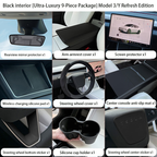Steering Wheel Trim Cover for Tesla Model 3 Highland Model Y Juniper（With TESLA） Ultra-luxury 9-piece Set Black