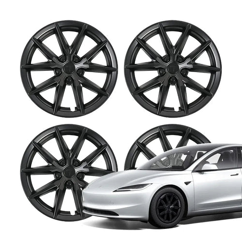 18″ 19″ Wheel Covers For Tesla Model 3/Y (4PCS) – Full Rim Coverage, Easy Snap-On Installation Matte Black