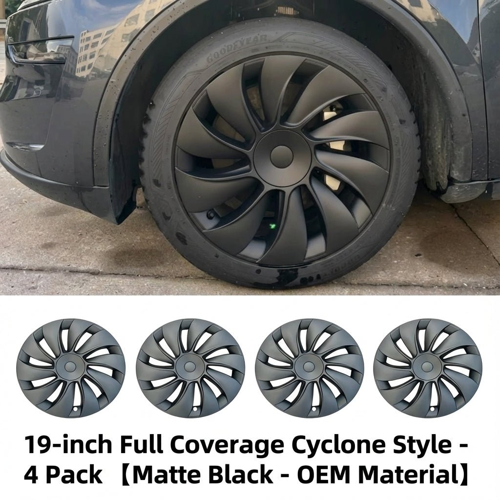 19-inch Cyclone Wheel Covers for Tesla Model Y Juniper 2025+ (Set of 4) Matte Black