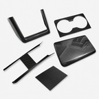 Dry Carbon Fiber Interior Trim Kit for Tesla Model S/X 2022-2025 Cup Holder + Center Console Cover + Center Console Side Covers + Wireless Charging Cover + Armrest Cover