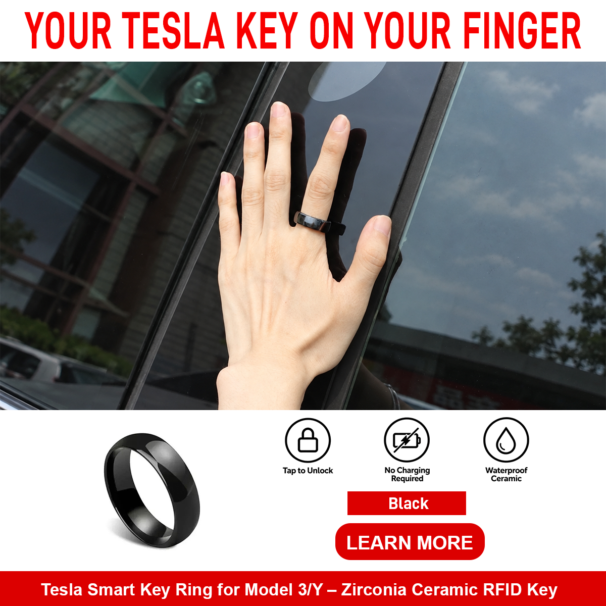 Tesla Smart Key Ring for Model 3/Y – Zirconia Ceramic RFID Key
