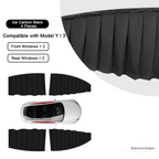 Retractable Ice Silk Side Window Sunshade Curtains for Tesla Model 3 & Y Black Front & Rear Windows（4 PCS）