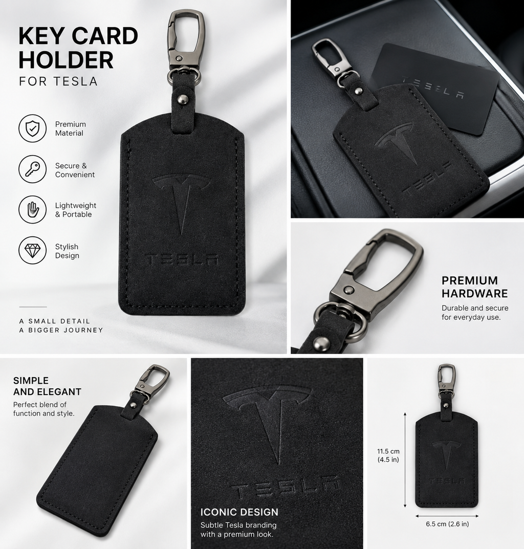 Tesla Card Key Holder – Alcantara All Tesla modelsCase for All Tesla