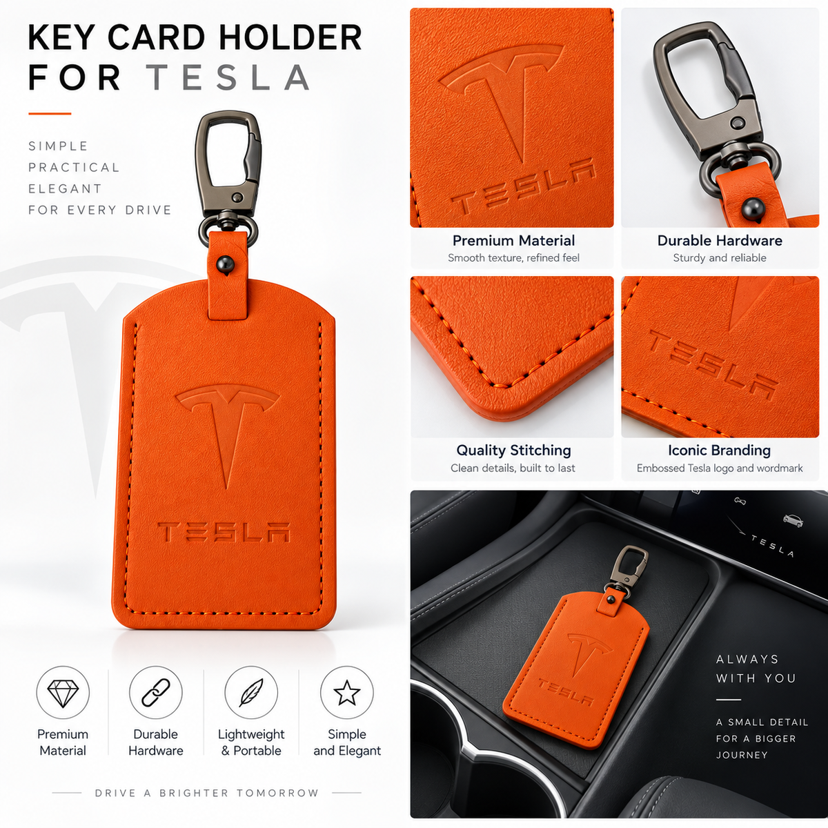 Tesla Card Key Holder – Alcantara All Tesla modelsCase for All Tesla