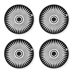 4Pcs Wheel Caps Suitable for Tesla Model Y 19-Inch Rims Bright Black + White Edge + White Stripe(2020-0N)