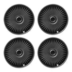 4Pcs Wheel Caps Suitable for Tesla Model Y 19-Inch Rims Bright Black + Silver Gray Edge + Gray Stripe(2020-ON)
