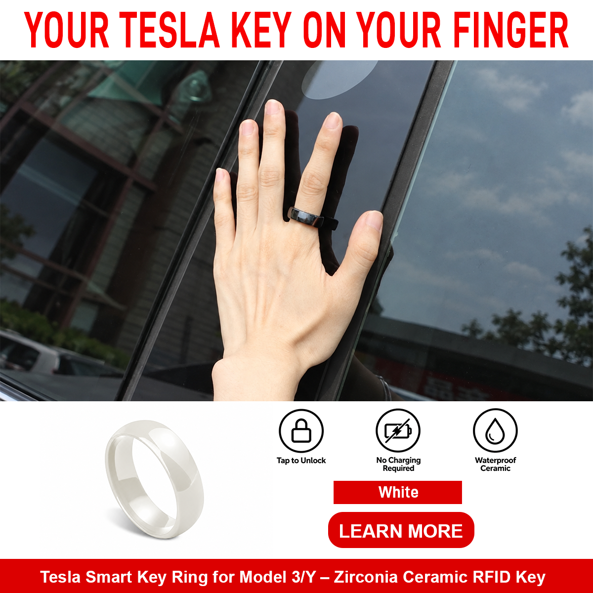 Tesla Smart Key Ring for Model 3/Y – Zirconia Ceramic RFID Key