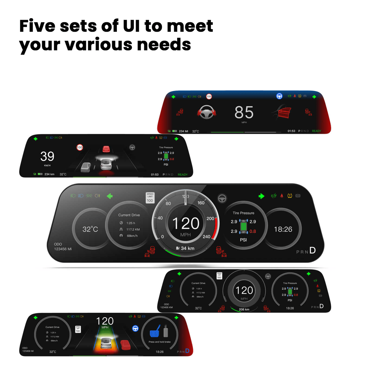 9.6 Inch Instrument Cluster Dashboard Display for Tesla Model 3 / Y
