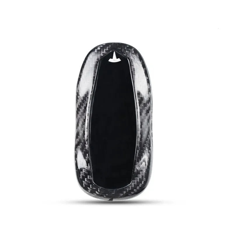 Carbon Fiber Key Fob Cover For Tesla Model S（2012-2018) Silver Black