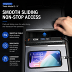 Starlight Retractable Charging Hub with Sliding Console Cover for Tesla Model 3 2023.11+ / Y 2025.03+