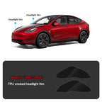 Compatible with Tesla Model Y (2021-2025.2) Headlights and Taillight Protection Film Smoked Black Film Headlight