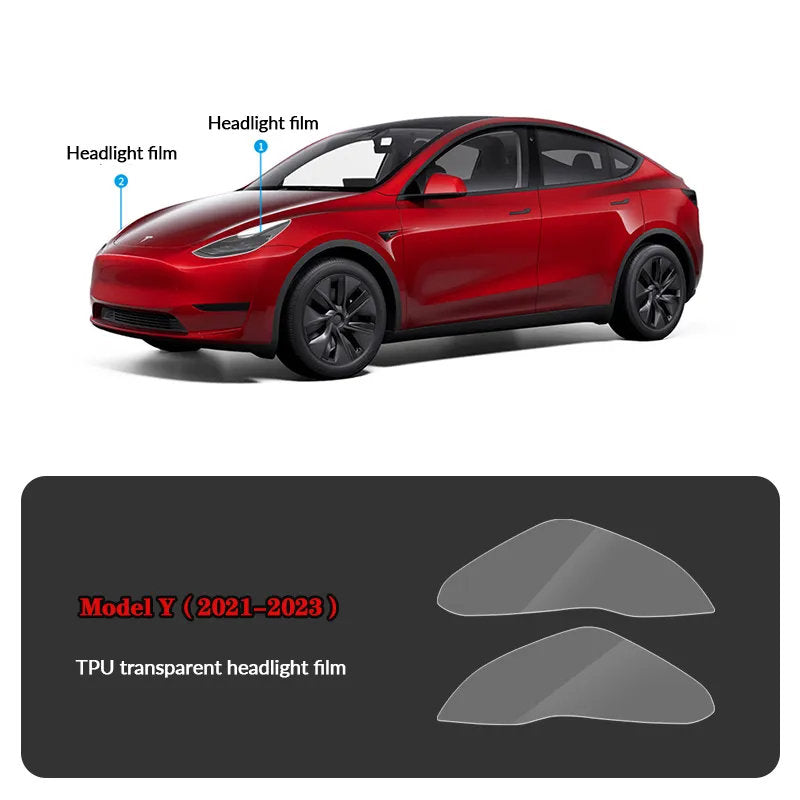 Compatible with Tesla Model Y (2021-2025.2) Headlights and Taillight Protection Film Transparent Film Headlight
