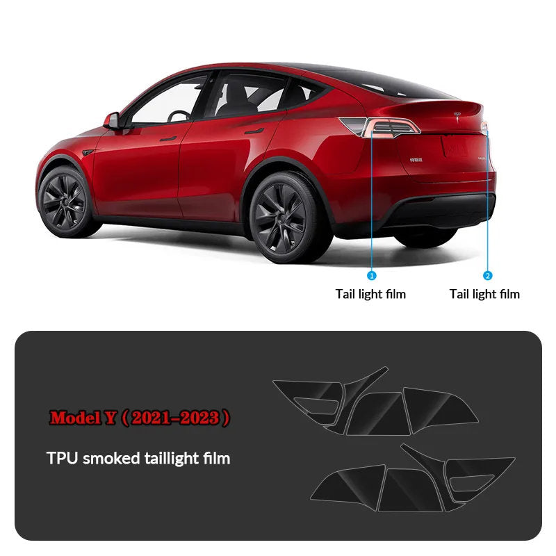 Compatible with Tesla Model Y (2021-2025.2) Headlights and Taillight Protection Film Smoked Black Film Tail Light