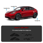 Compatible with Tesla Model Y (2021-2025.2) Headlights and Taillight Protection Film Smoked Black Film Headlight+Tail Light