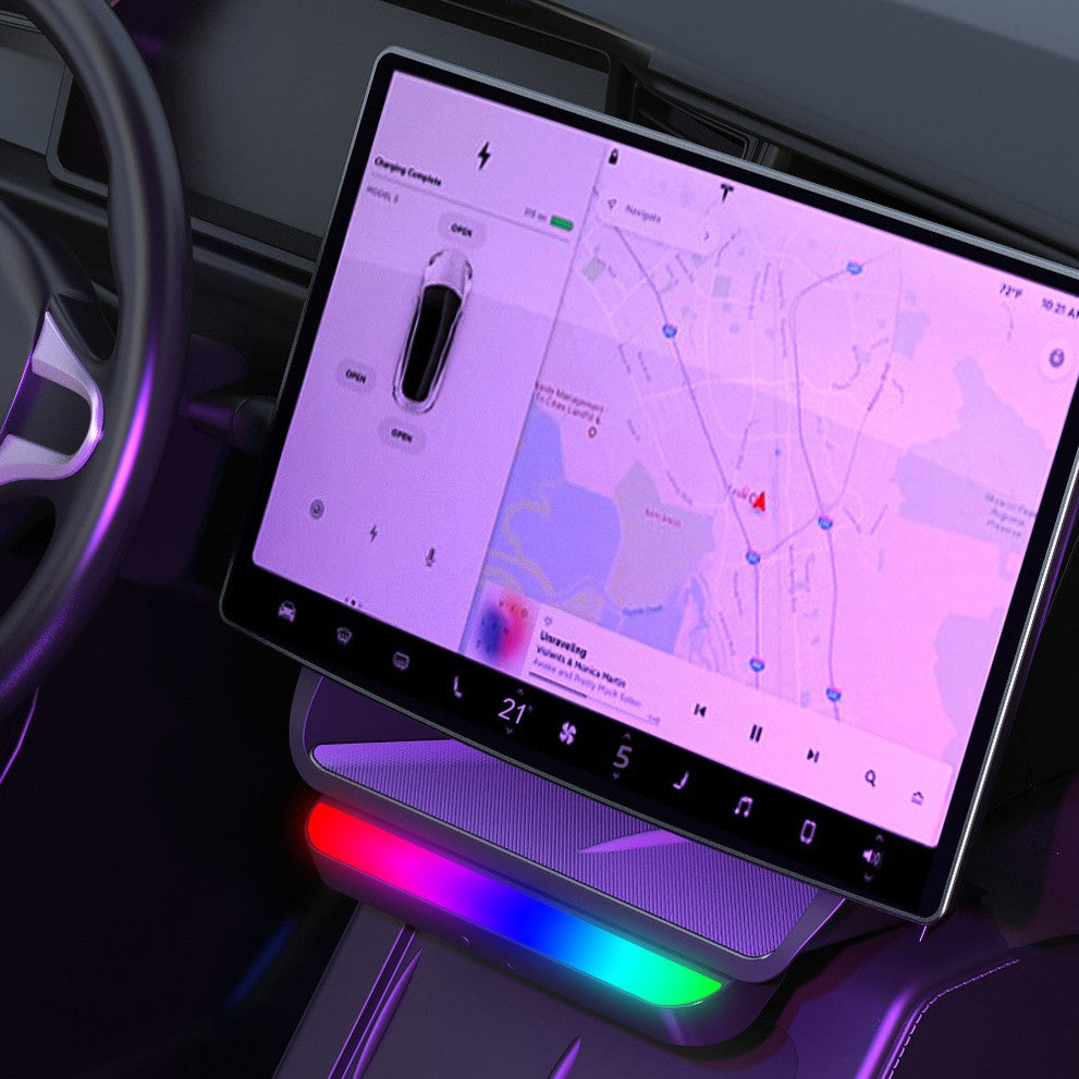 Model 3 Highland / Model Y Juniper Under Screen Storage Box Center Console Organizer With Ambient Lighting