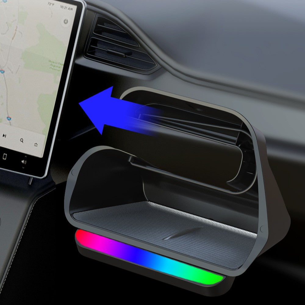 Model 3 Highland / Model Y Juniper Under Screen Storage Box Center Console Organizer With Ambient Lighting
