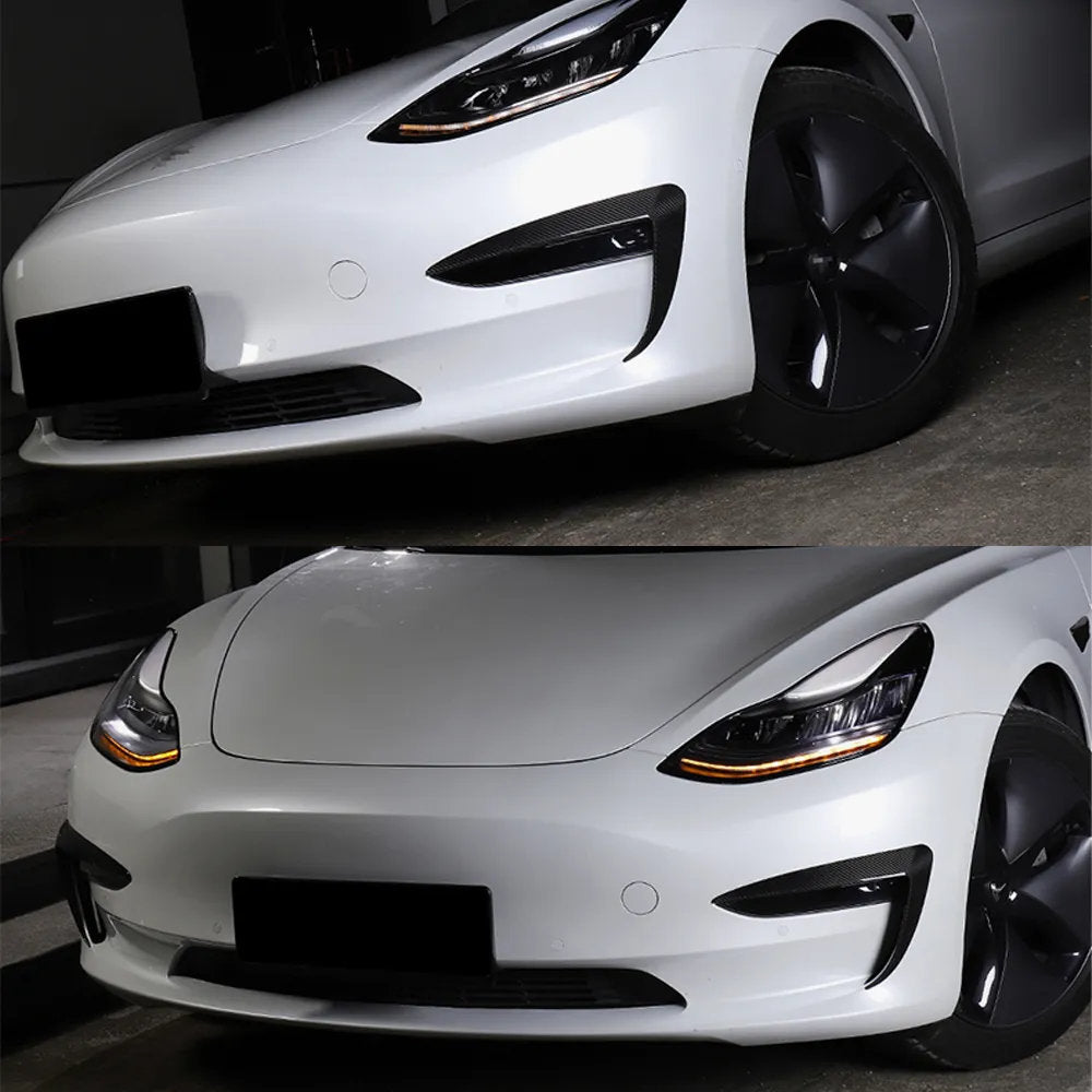 Fog Light Trim for Tesla Model 3/Y - High-Quality ABS with Carbon Fiber Finish