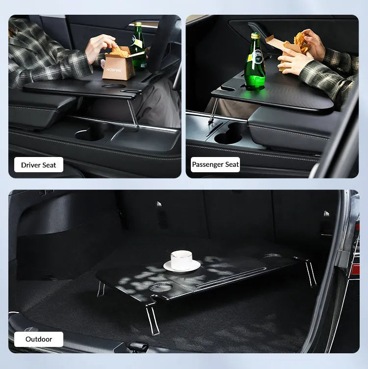Foldable In-Car Laptop & Dining Table with Carbon Fiber Texture for Tesla Model 3 / Model Y