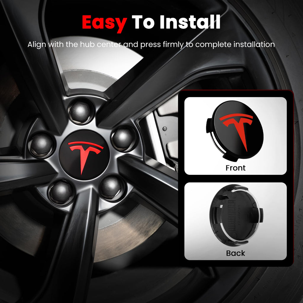 Wheel Center Cap Kit with Puller for Model 3/Y/S/X | 4 Hub Caps + 20 Lug Nut Covers