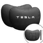 Nappa Leather Ergonomic Headrests for Tesla Model 3/Y/X/S Black 2 Pcs