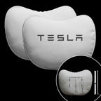 Nappa Leather Ergonomic Headrests for Tesla Model 3/Y/X/S White 2 Pcs