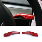 Interior Steering Wheel Steering Rod Patch for Tesla Model 3/Y Real Carbon Fiber Red