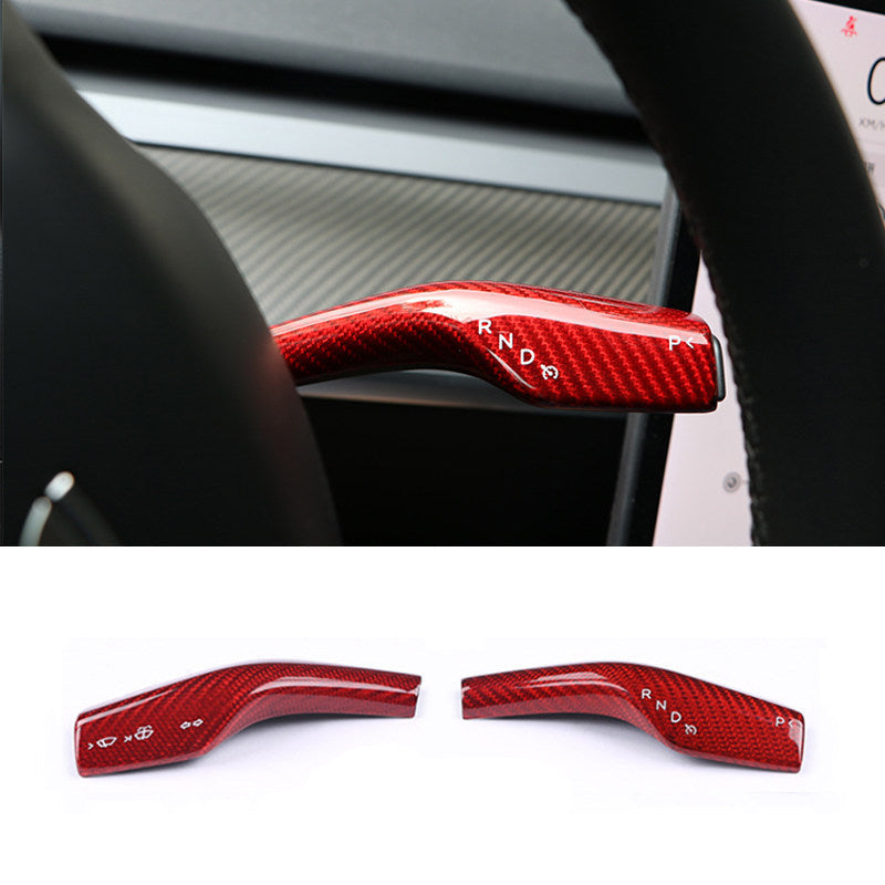 Interior Steering Wheel Steering Rod Patch for Tesla Model 3/Y Real Carbon Fiber Red