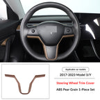Pear Wood Grain Interior Protective Cover for Tesla Model 3/Y Steering Wheel Trim 1（Model 3 Y 2017-2023）