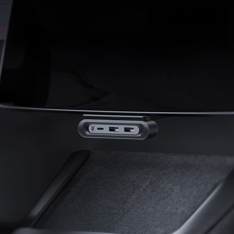 Under-Screen Foldable Hidden USB Expansion Hub for Tesla Model 3/Y