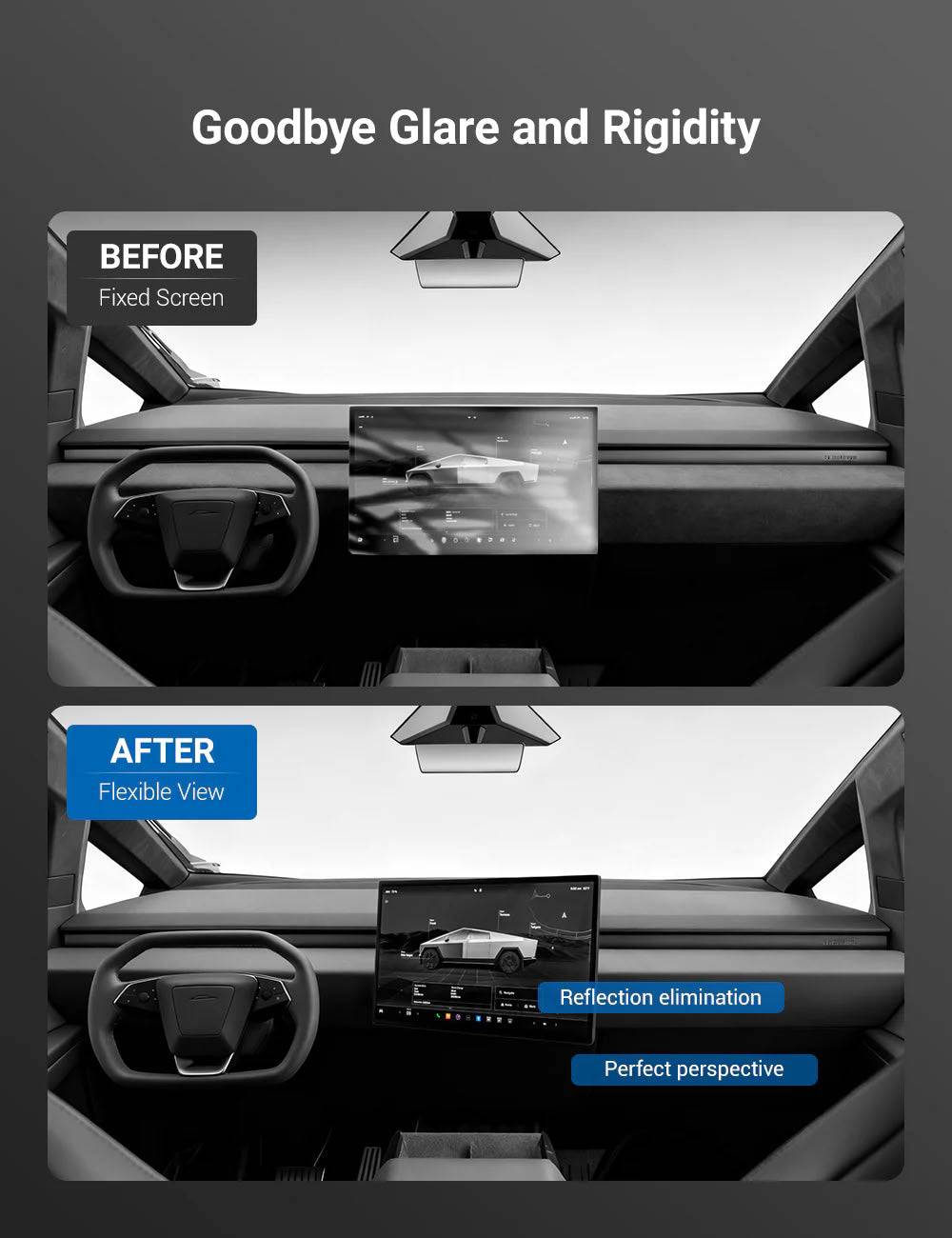 Rotatable Center Console Screen Mount for Tesla Cybertruck