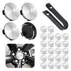 Wheel Center Cap Kit with Puller for Model 3/Y/S/X | 4 Hub Caps + 20 Lug Nut Covers