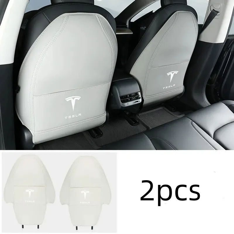 2 Pcs Seat Protectors for Tesla Model 3 (2017-2023) / Y (2020-2024) Model 3（2017-2023.10） Y（2020-2024） White