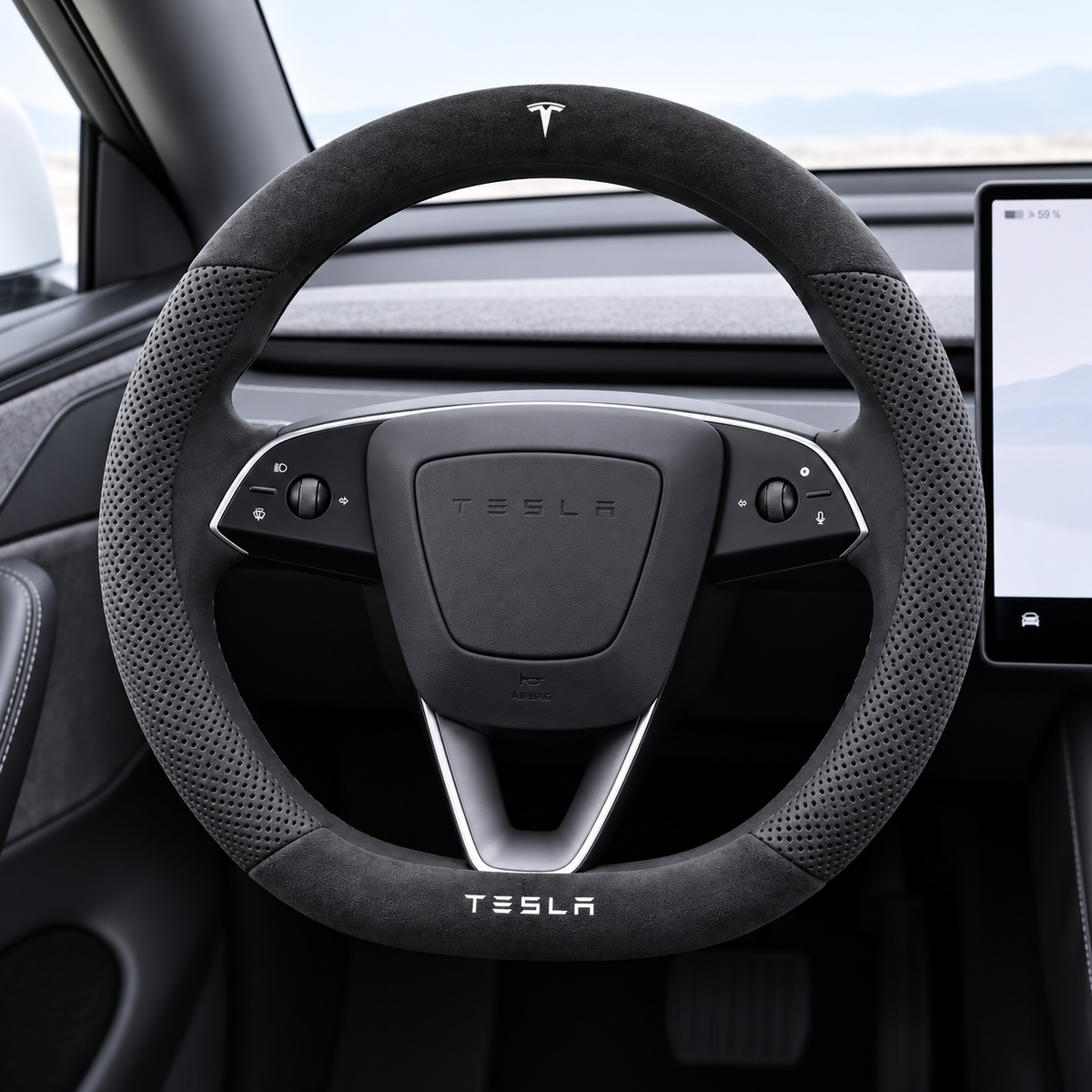 Suede Steering Wheel Cover for Tesla Model 3/Y