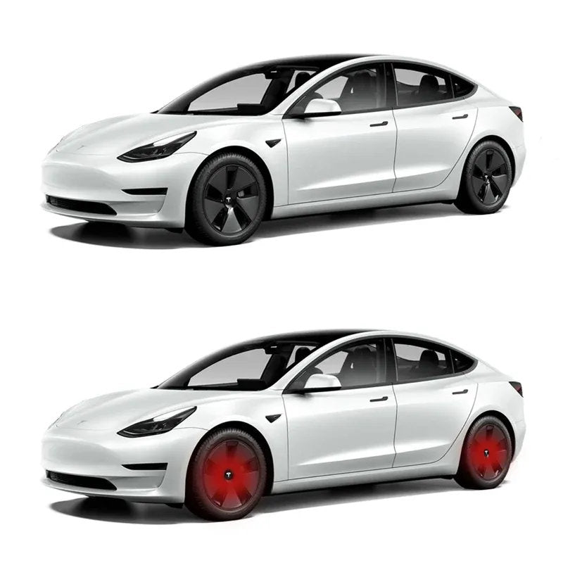 Tesla Model 3 Floating Cap (4pcs) Red 19 inch