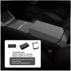 Tesla Model Y Juniper / 3 Highland Suede Armrest Cover & Interior Trim Kit (5-Piece) Black Model 3 Highland Model Y Juniper Armrest Cover + Rear Screen Protector + Center Console Cover