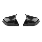 Tesla Model 3 Mirror Cover in the Shape of a Bullhorn Gloss Black Carbon Fiber Pattern
