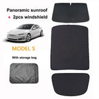 Tesla Model S (2016-Present) Glass Roof Sunshade and Front & Rear Sunroof Sunshade 3 Pcs