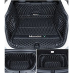 Tesla Model Y Trunk Mats – Waterproof, Soundproof, Stain-Resistant Black Full Coverage Front and Rear Trunk Mats 3 Pcs
