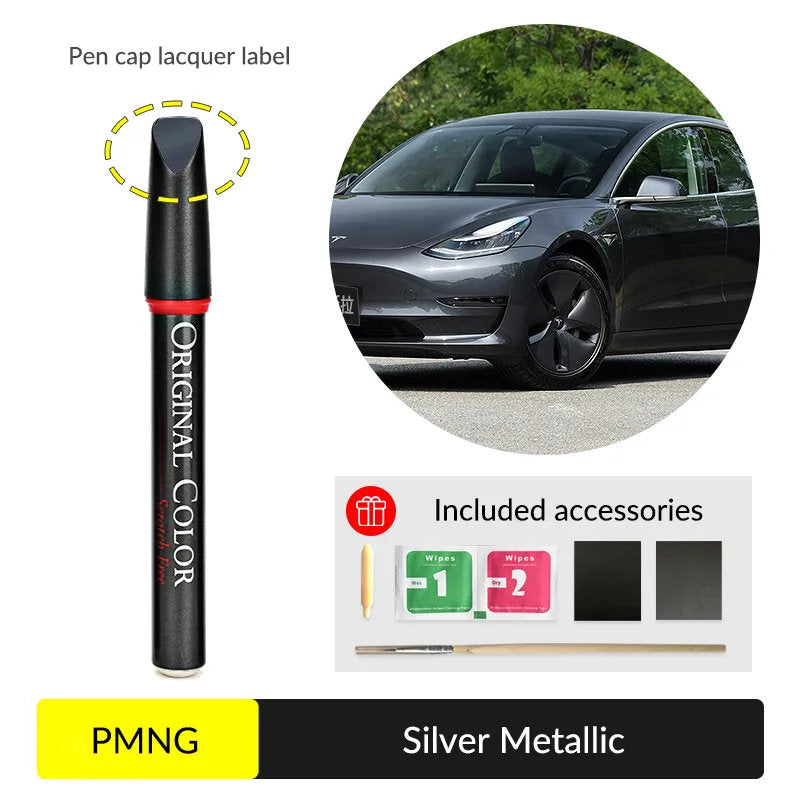 Tesla Touch Up Paint | Easy Paint Repair Kit for Tesla Model 3/Y/X/S Silver Metallic (PMNG)