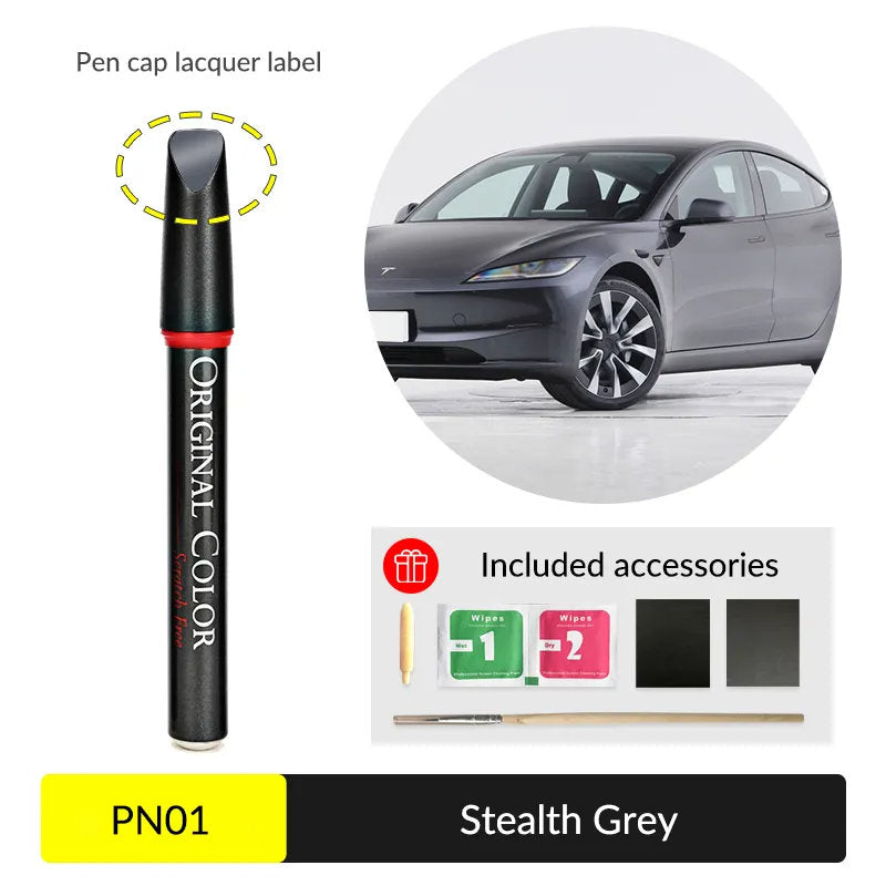 Tesla Touch Up Paint | Easy Paint Repair Kit for Tesla Model 3/Y/X/S Stealth Grey (PN01)