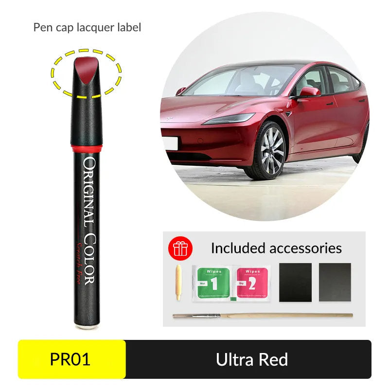 Tesla Touch Up Paint | Easy Paint Repair Kit for Tesla Model 3/Y/X/S Ultra Red (PR01)