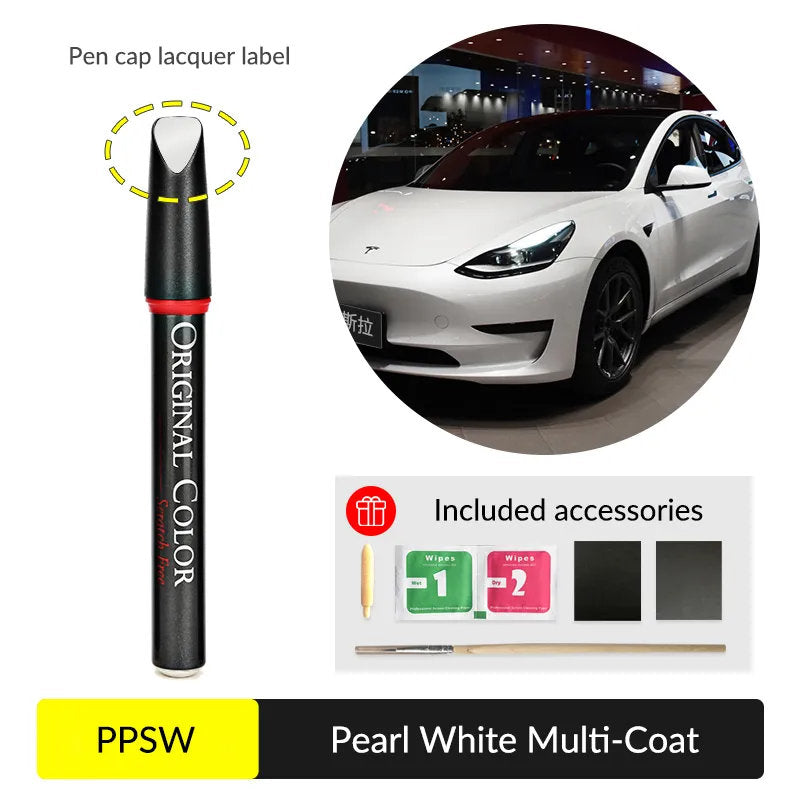 Tesla Touch Up Paint | Easy Paint Repair Kit for Tesla Model 3/Y/X/S Pearl White Multi-Coat (PPSW)