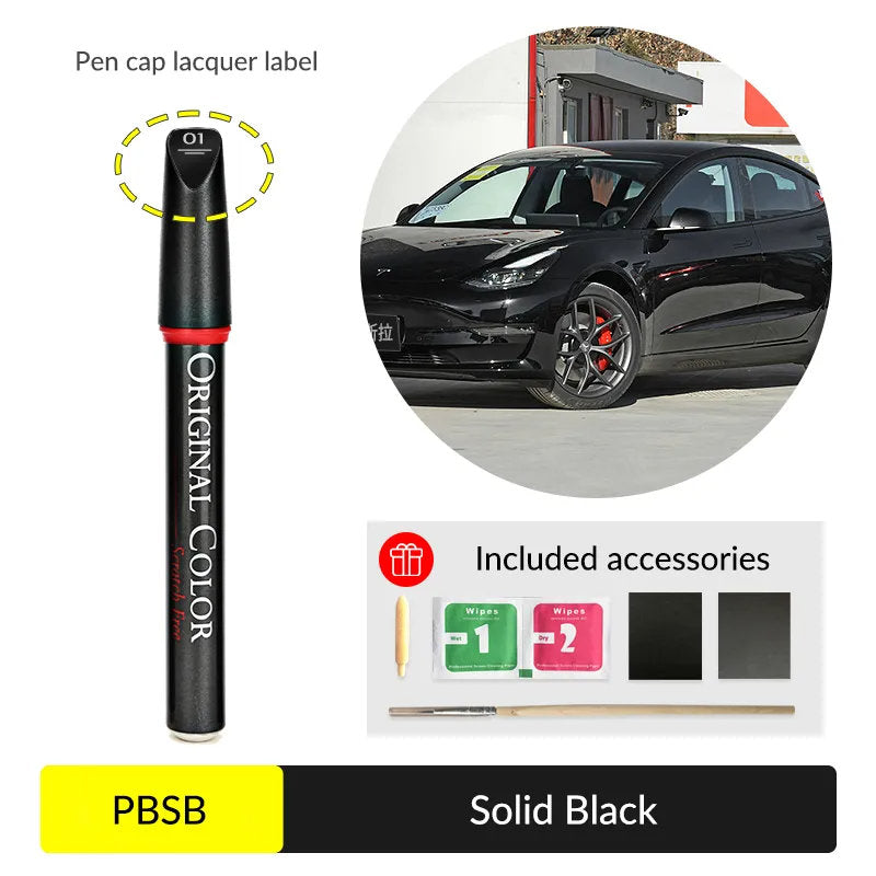 Tesla Touch Up Paint | Easy Paint Repair Kit for Tesla Model 3/Y/X/S Solid Black (PBSB)