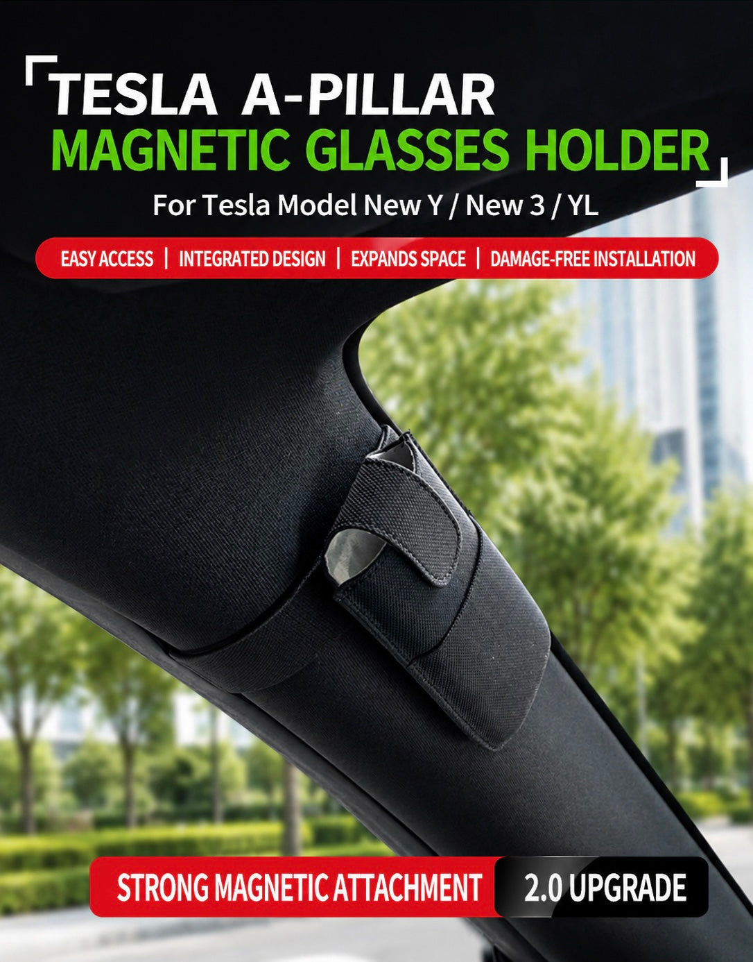 Tesla Model 3/Y A-Pillar Magnetic Sunglasses Case