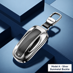 Tesla Model X Aluminum Metal Keychain Cover Moonlight Silver