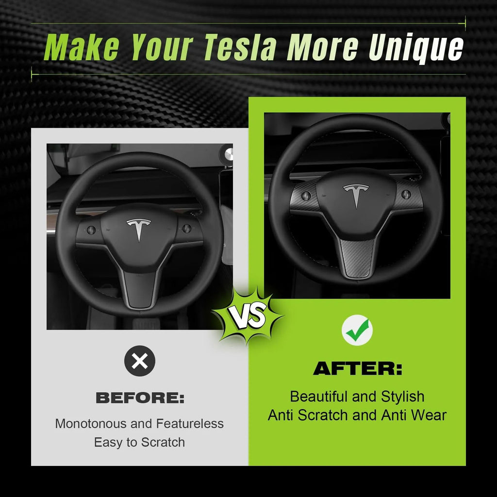 True Carbon Fiber Steering Wheel Patch for Tesla Model 3/Y