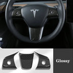 True Carbon Fiber Steering Wheel Patch for Tesla Model 3/Y Glossy